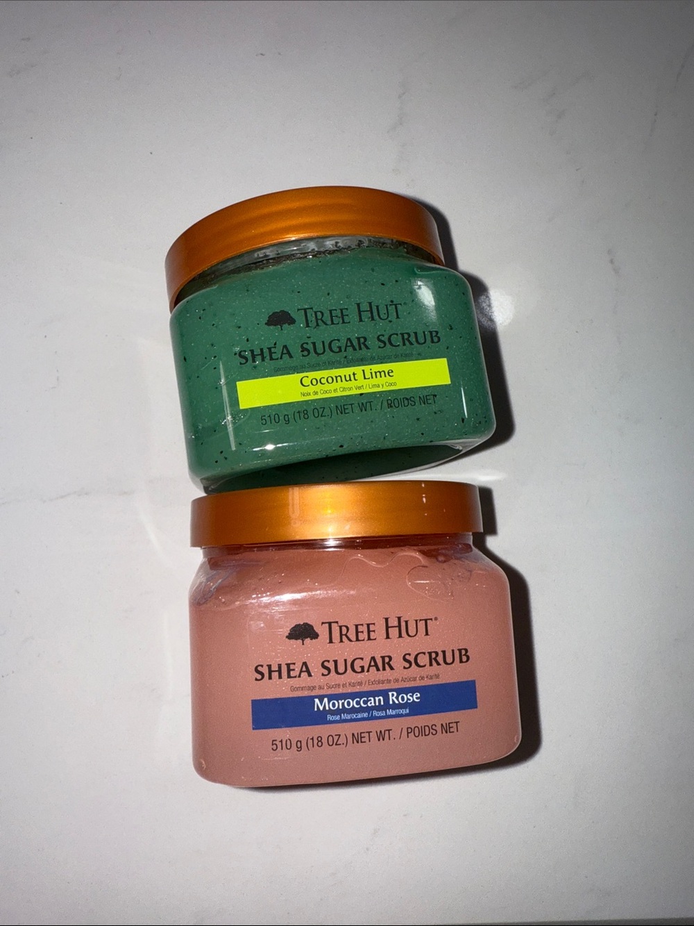 Tree Hut Shea Sugar Scrub Duo - Moroccan Rose (Pink) & Coconut Lime (Green)